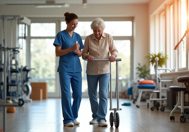 リハビリテーションセンターでの歩行訓練の様子